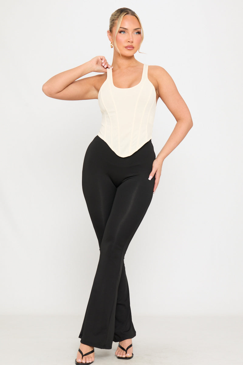 Valantomode | Chic Black High Waist Flared Leggings for Effortless Style