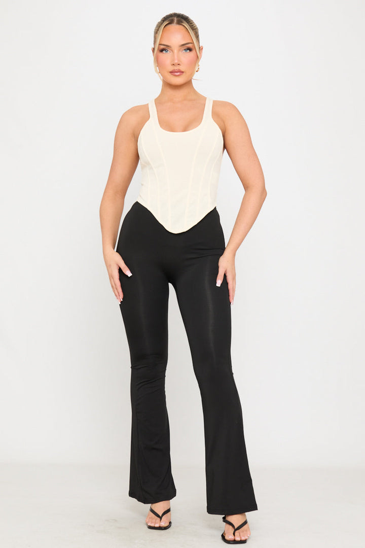 Valantomode | Chic Black High Waist Flared Leggings for Effortless Style