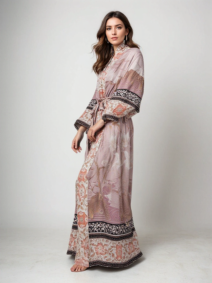 Valantomode | Chic Bohemian Floral Print Lounge Robe