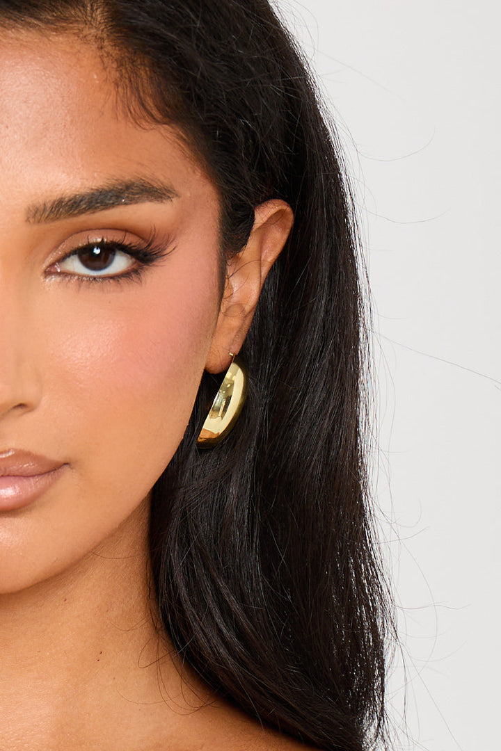 Valantomode | Bold Gold Oval Chunky Earrings for Chic Style