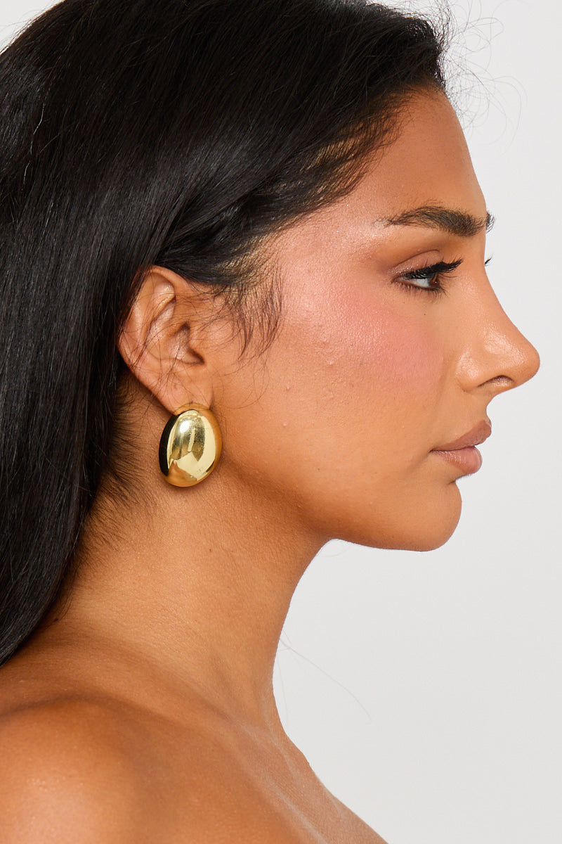 Valantomode | Bold Gold Oval Chunky Earrings for Chic Style