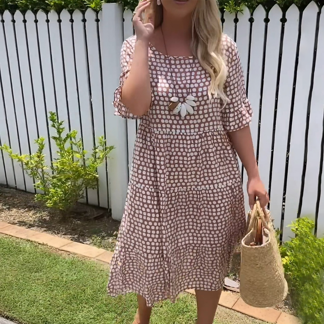 Valantomode | Midi Dress with Short Sleeves