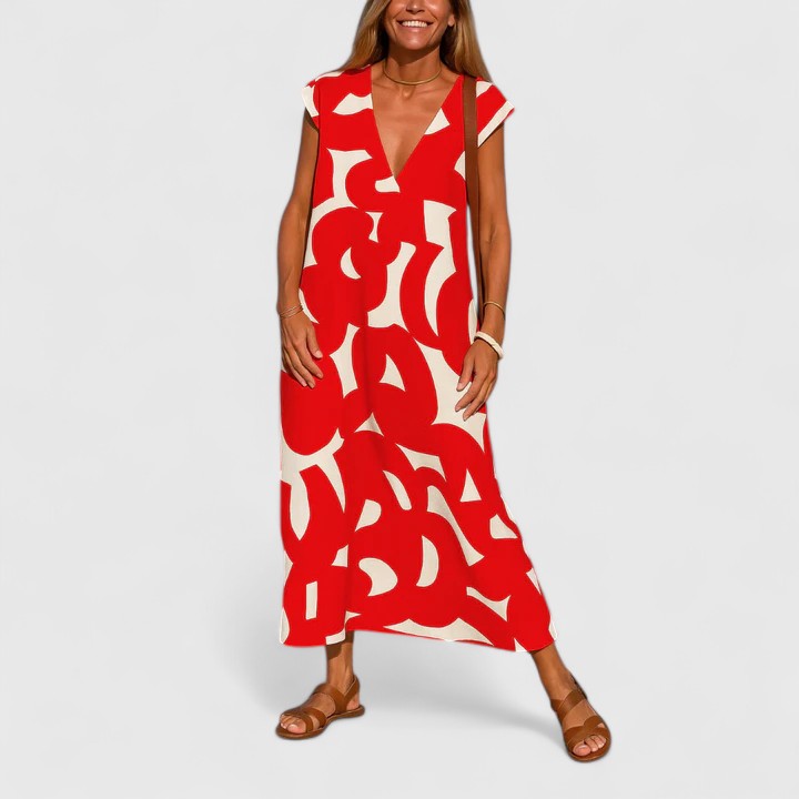 Valantomode | Chic V-Neck Dress for Effortless Style and Elegance