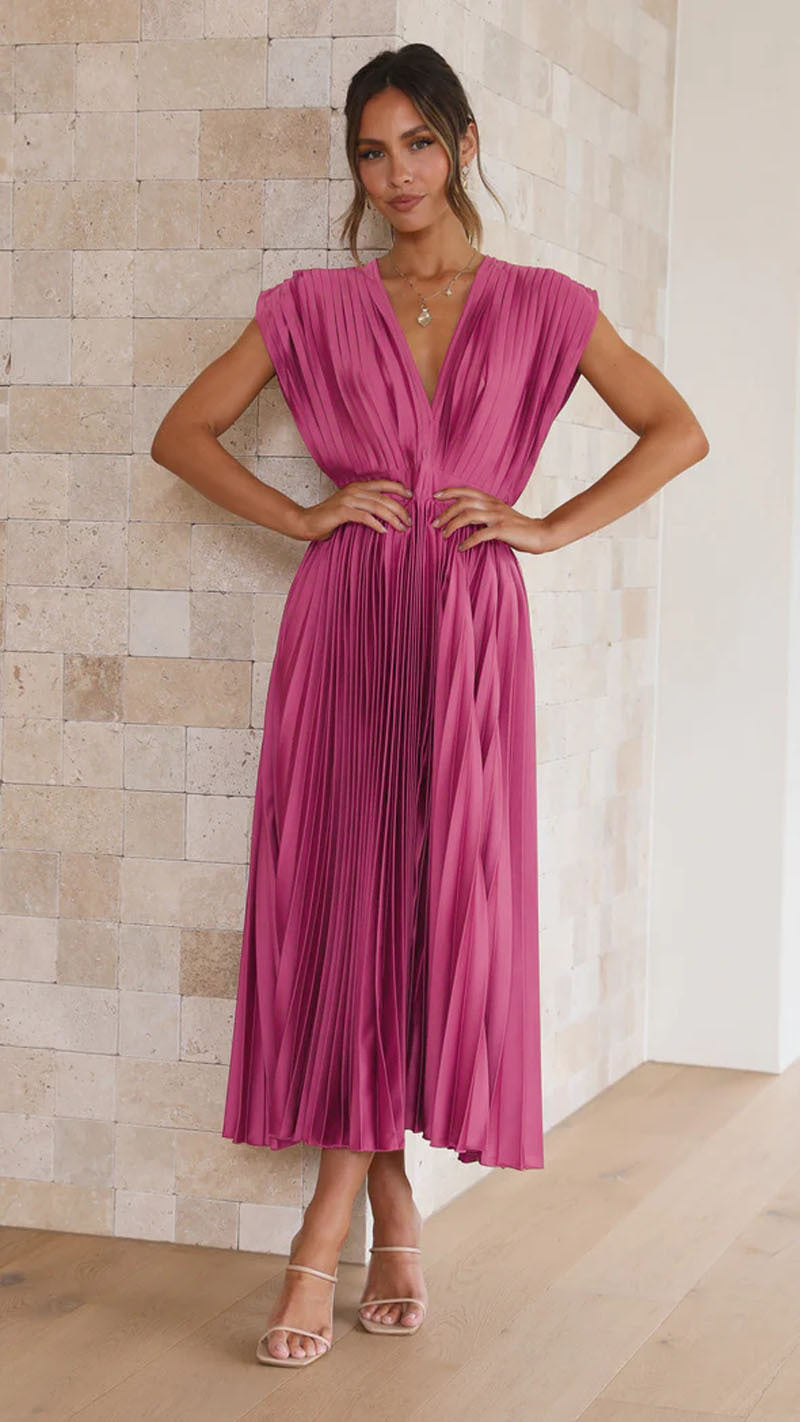 Valantomode | Elegant Pleated Skirt Dress for Effortless Style