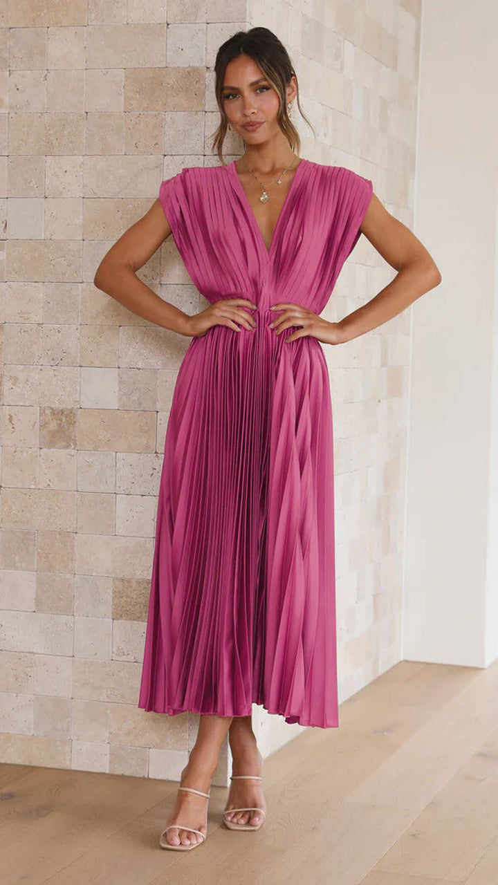 Valantomode | Elegant Pleated Skirt Dress for Effortless Style