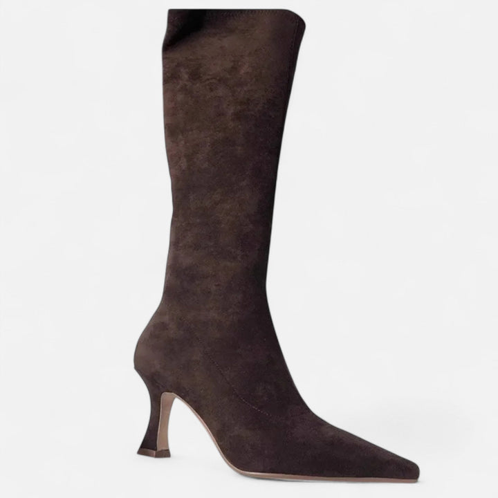 Valantomode | Women’s Suede Thigh-High Boots with Heels