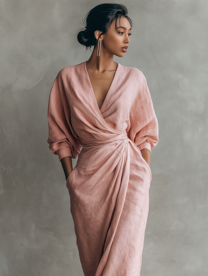 Valantomode | Sophisticated V-Neck Maxi Dress for Any Formal Event