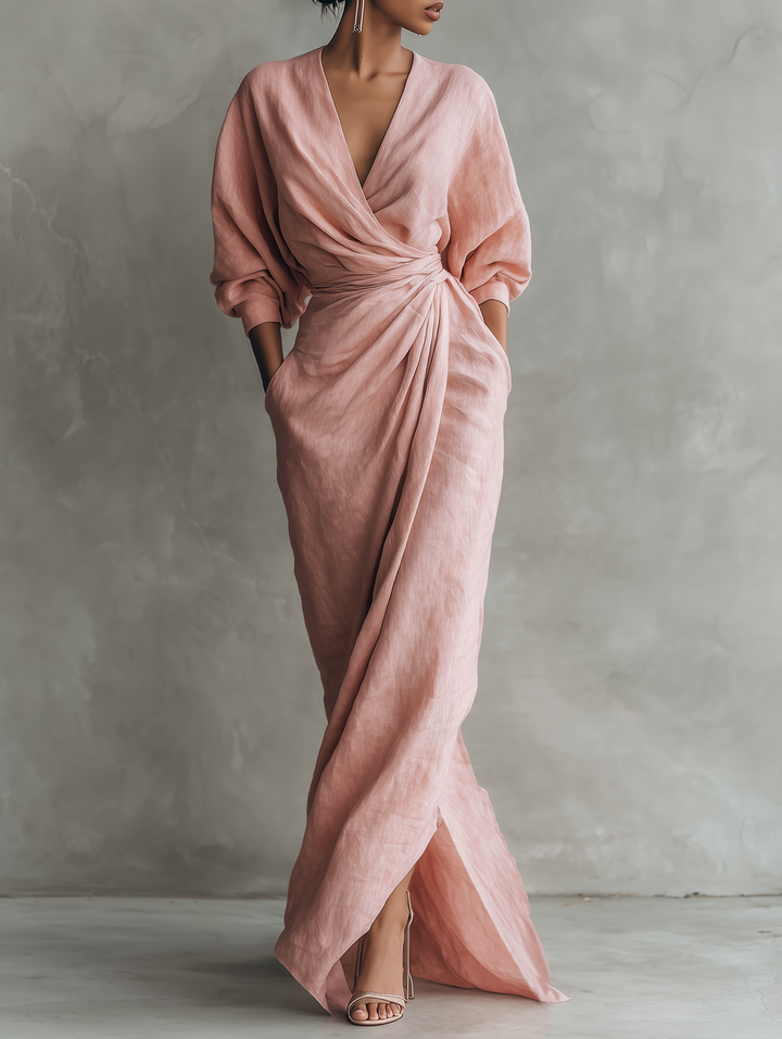 Valantomode | Sophisticated V-Neck Maxi Dress for Any Formal Event
