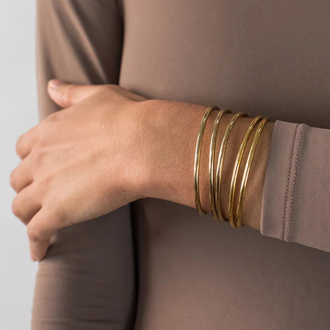 Valantomode | Gold Plated Intertwined Bangle Set for Women