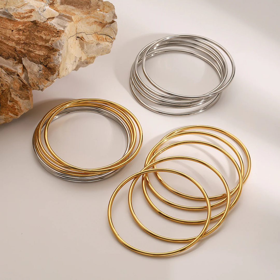 Valantomode | Gold Plated Intertwined Bangle Set for Women