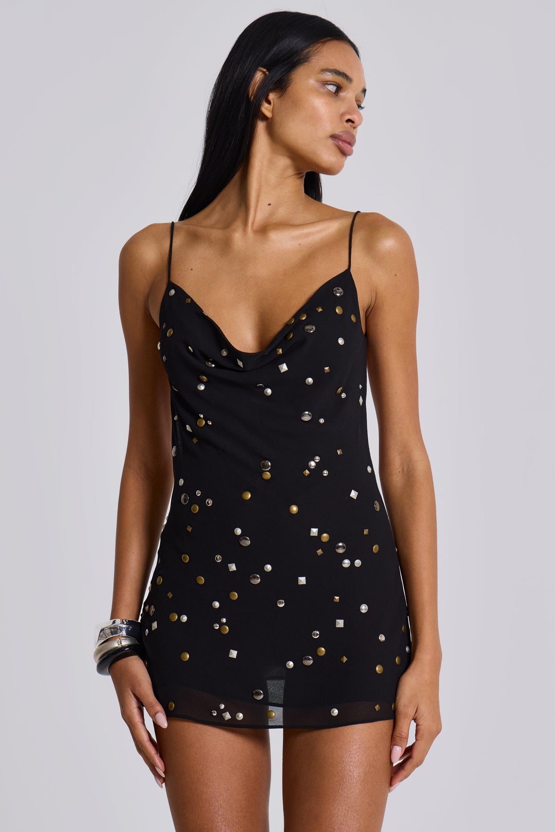 Valantomode | Stylish Studded Mini Dress Perfect for Night Out Events