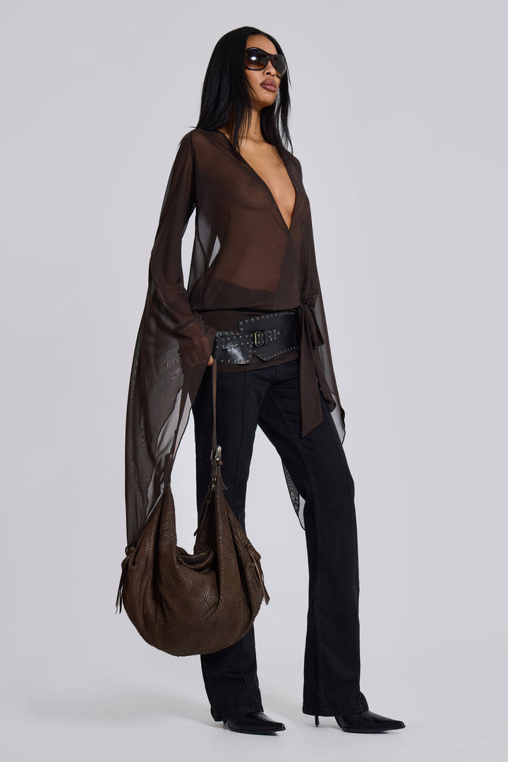 Valantomode | Brown Plunge Mini Dress for Trendy Night Out