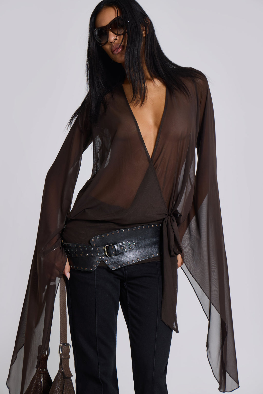 Valantomode | Brown Plunge Mini Dress for Trendy Night Out