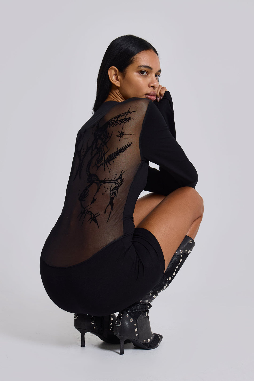 Valantomode | Stylish Black Mesh Dress for Effortless Fashion Statements