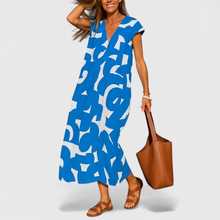 Valantomode | Chic V-Neck Dress for Effortless Style and Elegance