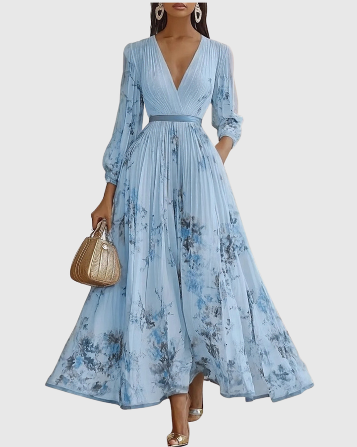 Valantomode | Stylish Pleated Maxi Dress for Effortless Elegance