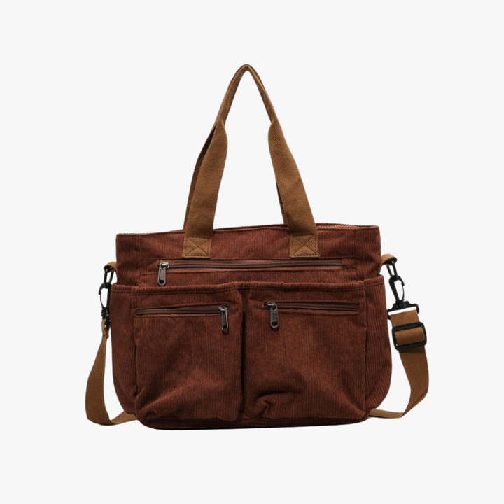 Valantomode | Velvet Ribbed Garrison – Premium Corduroy Water-Resistant Business Tote & Book Bag