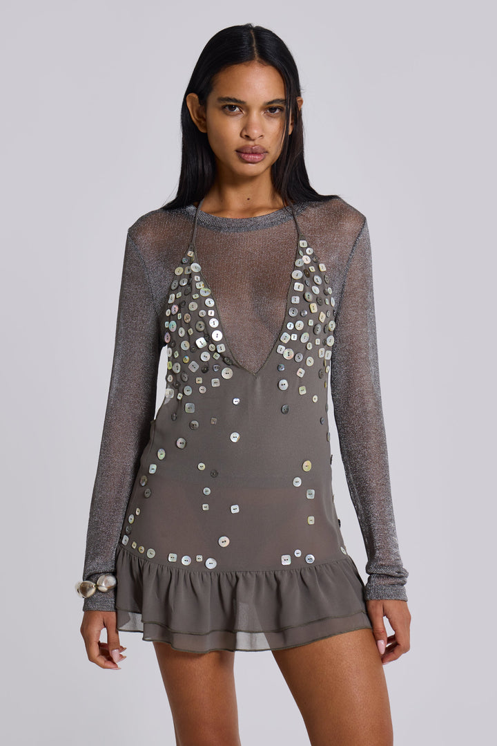 Valantomode | Chic Grey Mini Dress for Effortless Everyday Style