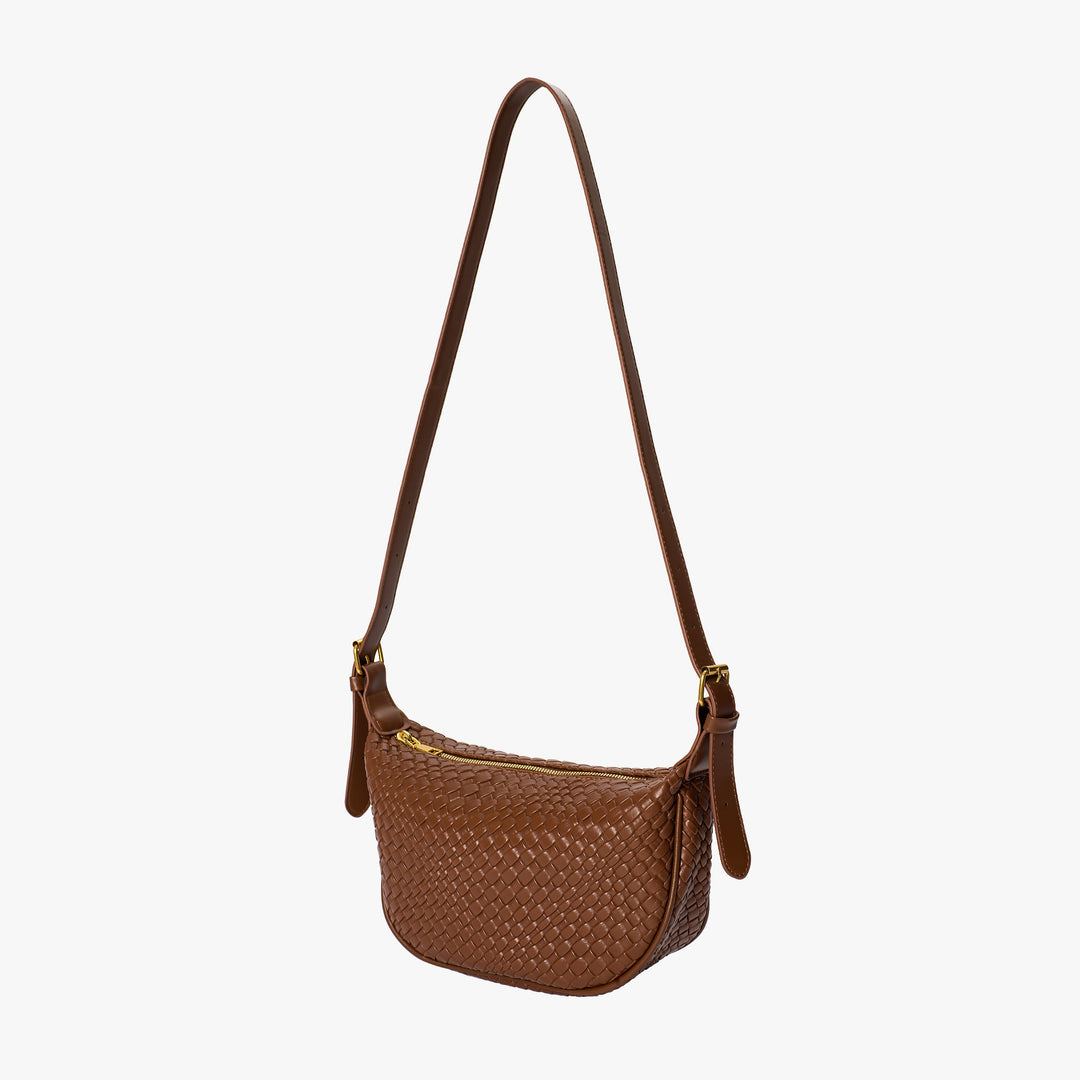 Valantomode | The Tesla Interlace Garrison – Women's Premium Braided Vegan Leather Half-Moon Handbag