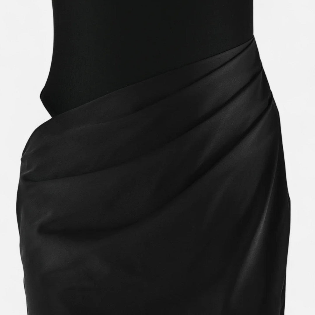 Valantomode | Women’s Satin Cut-Out Maxi Dress Silky Grace Sculpted Elegance