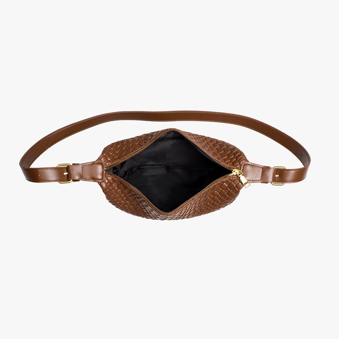 Valantomode | The Tesla Interlace Garrison – Women's Premium Braided Vegan Leather Half-Moon Handbag