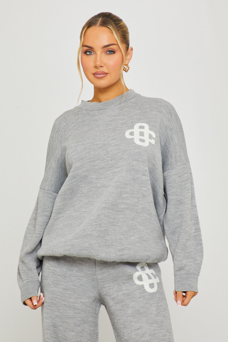 Valantomode | Cozy Light Grey Oversized Sweater & Joggers Set