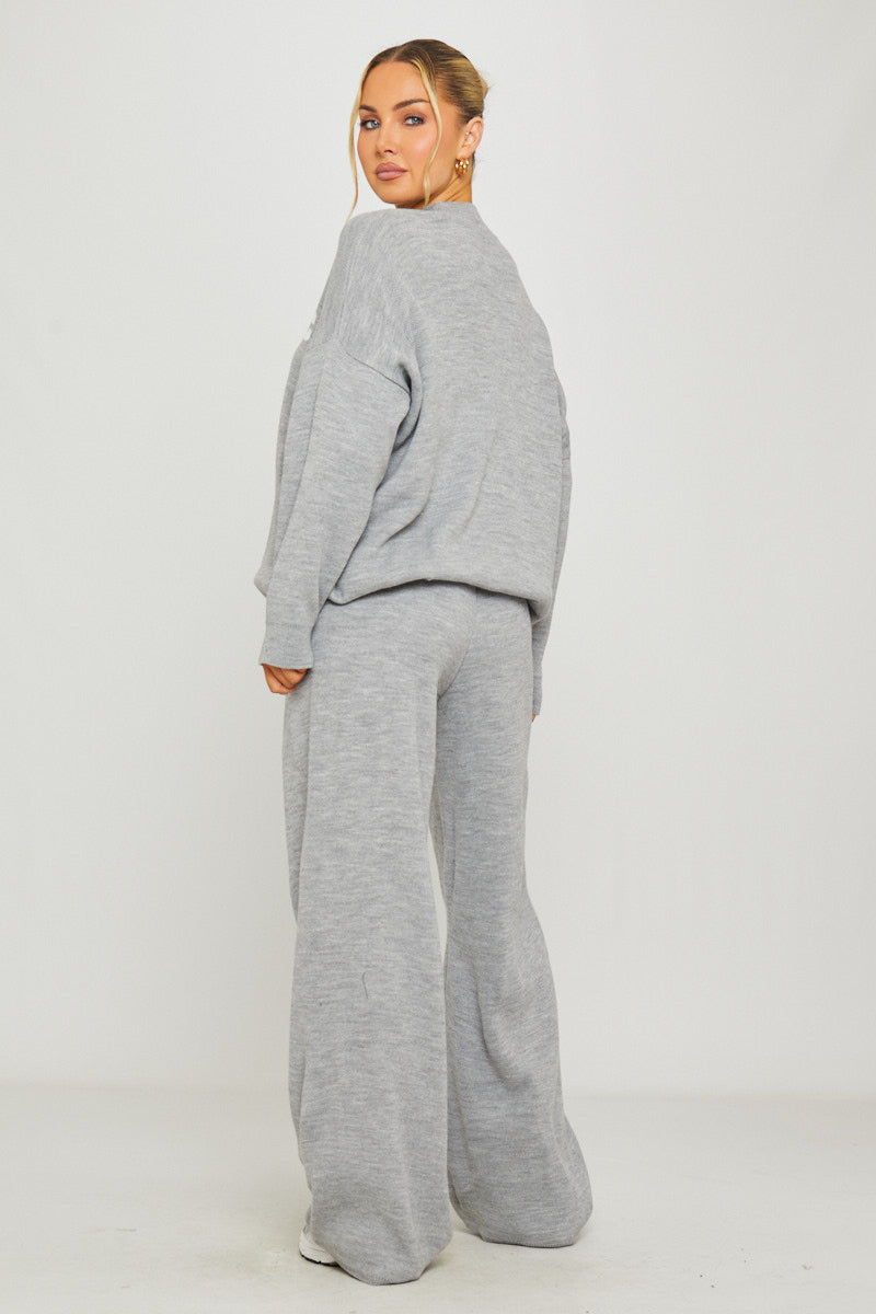 Valantomode | Cozy Light Grey Oversized Sweater & Joggers Set