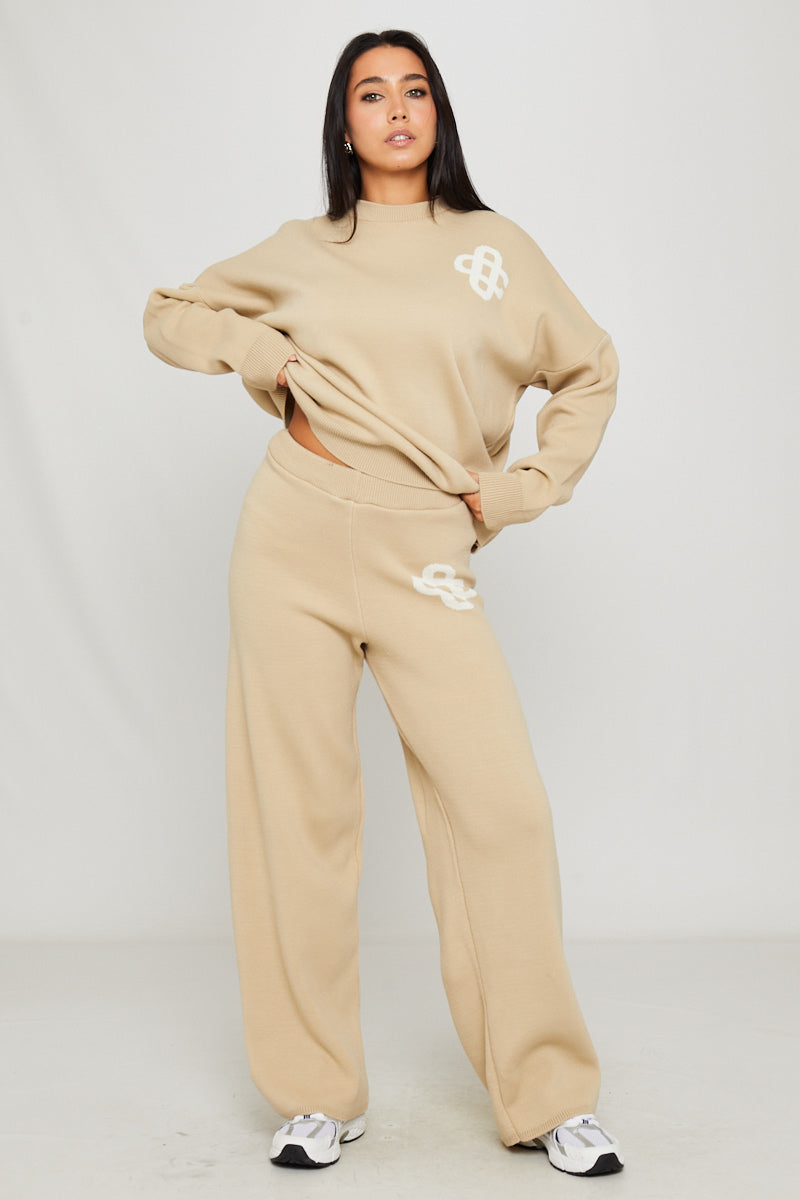 Valantomode | Cozy Stone Knit Oversized Sweater & Joggers Set