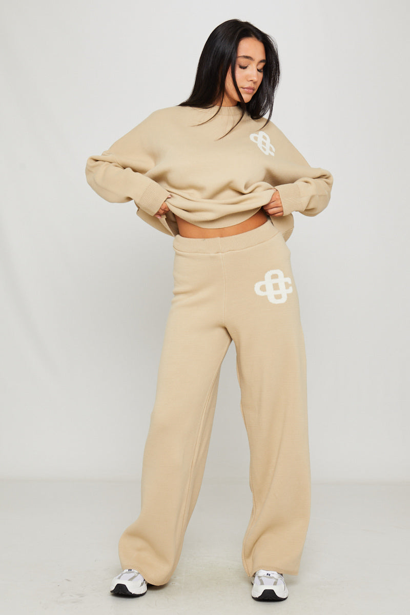 Valantomode | Cozy Stone Knit Oversized Sweater & Joggers Set