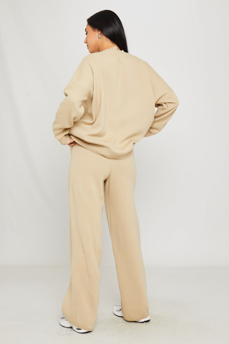 Valantomode | Cozy Stone Knit Oversized Sweater & Joggers Set