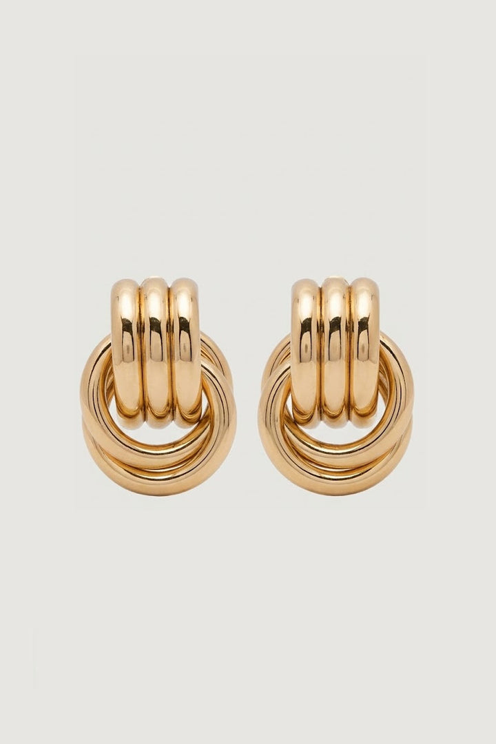 Valantomode | Elegant Gold Double Knot Earrings for Timeless Style