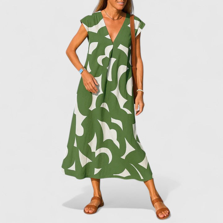 Valantomode | Chic V-Neck Dress for Effortless Style and Elegance