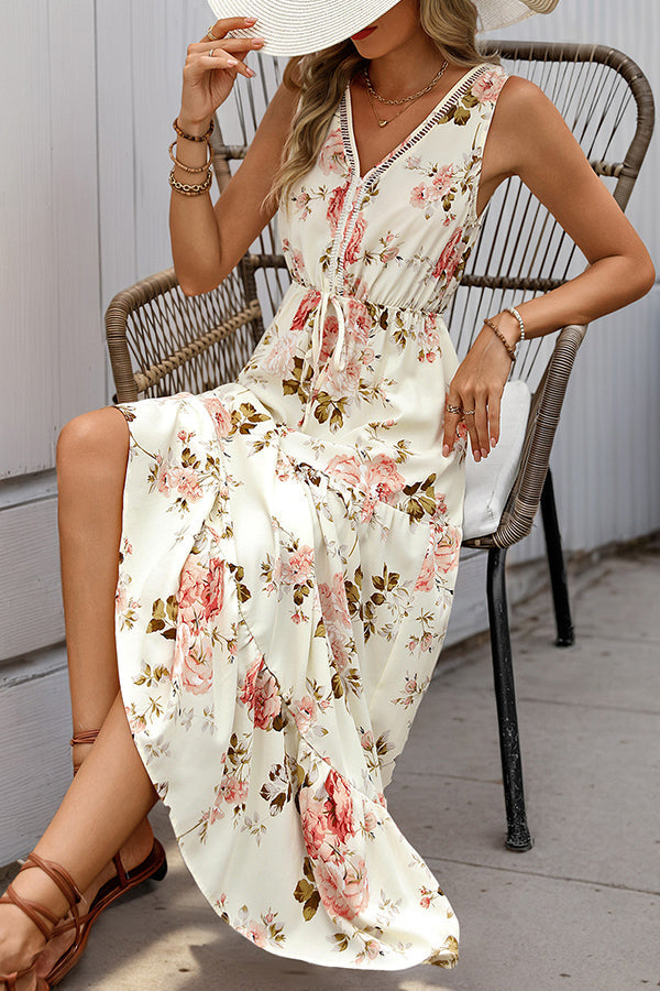 Valantomode | Chic High Waist Floral Maxi Dress for Effortless Style