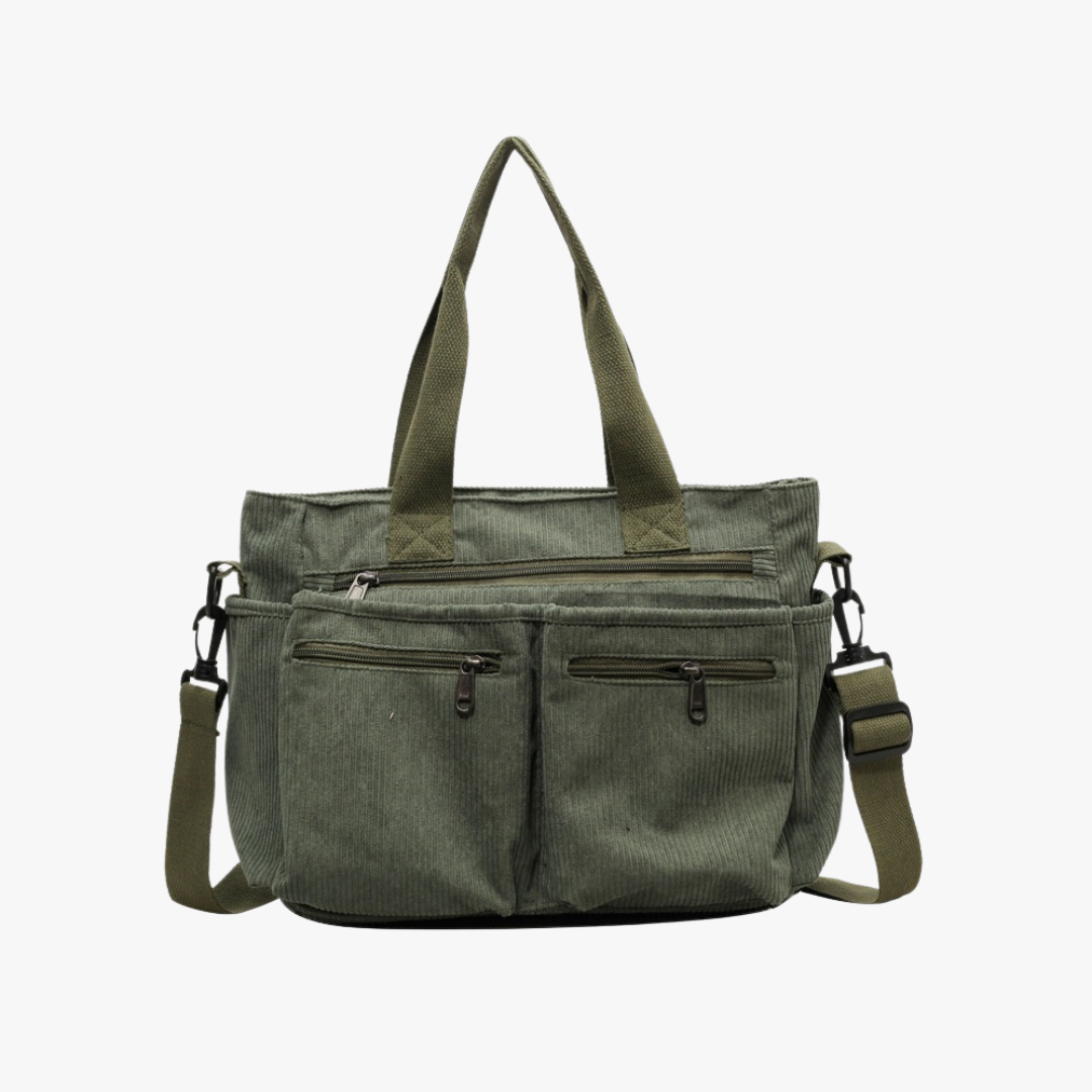 Valantomode | Velvet Ribbed Garrison – Premium Corduroy Water-Resistant Business Tote & Book Bag