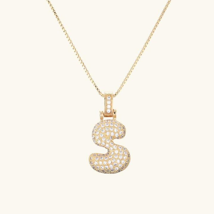 Valantomode | Plated Letter Luxe Necklace with Alphanumeric Architecture and Refractive Assets