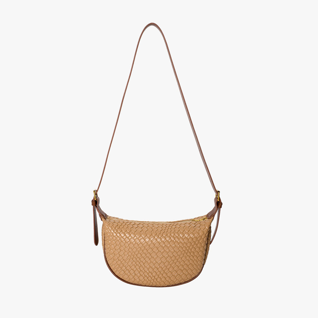 Valantomode | The Tesla Interlace Garrison – Women's Premium Braided Vegan Leather Half-Moon Handbag