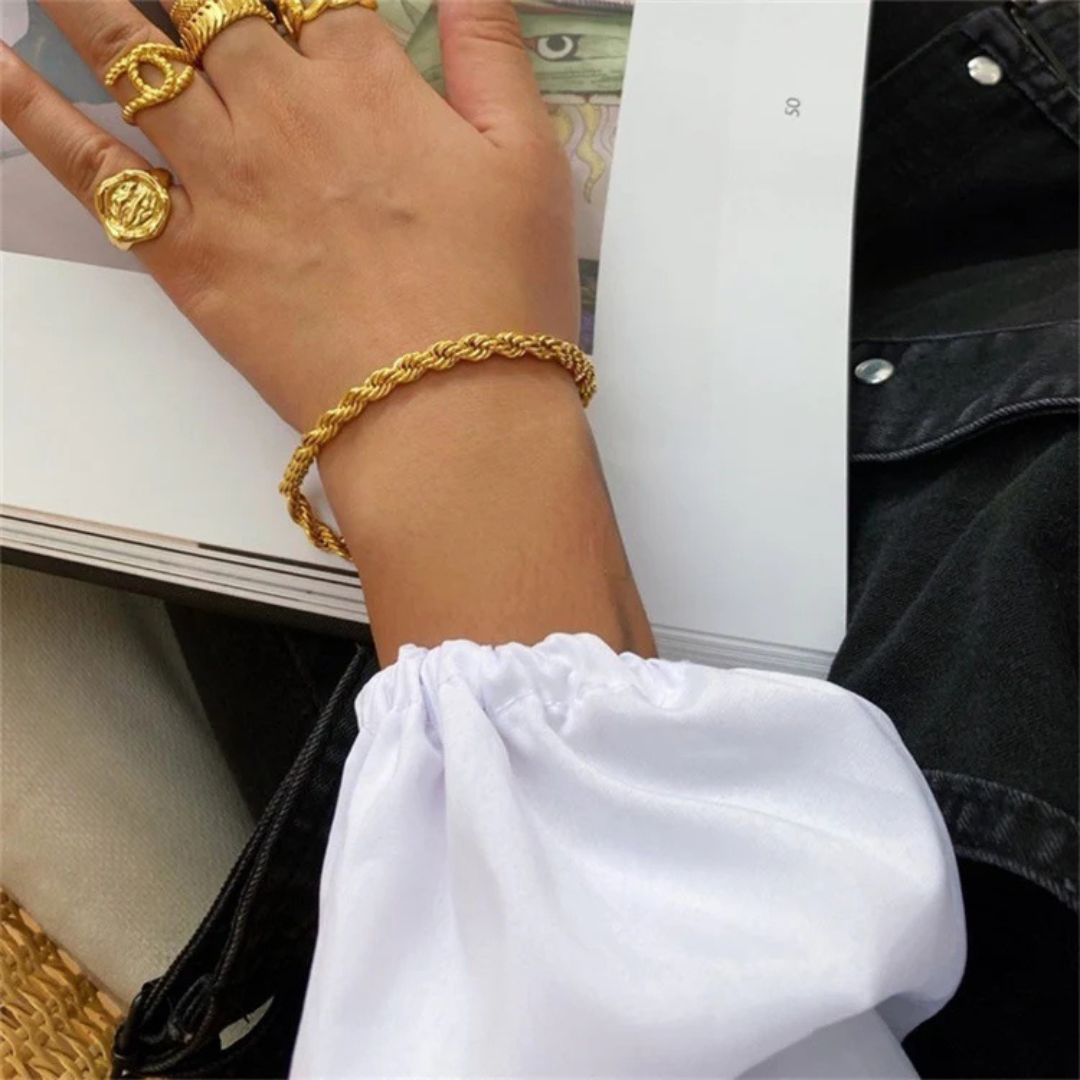 Valantomode | Plated Silvia Rope Bracelet with Helical Torsion Architecture