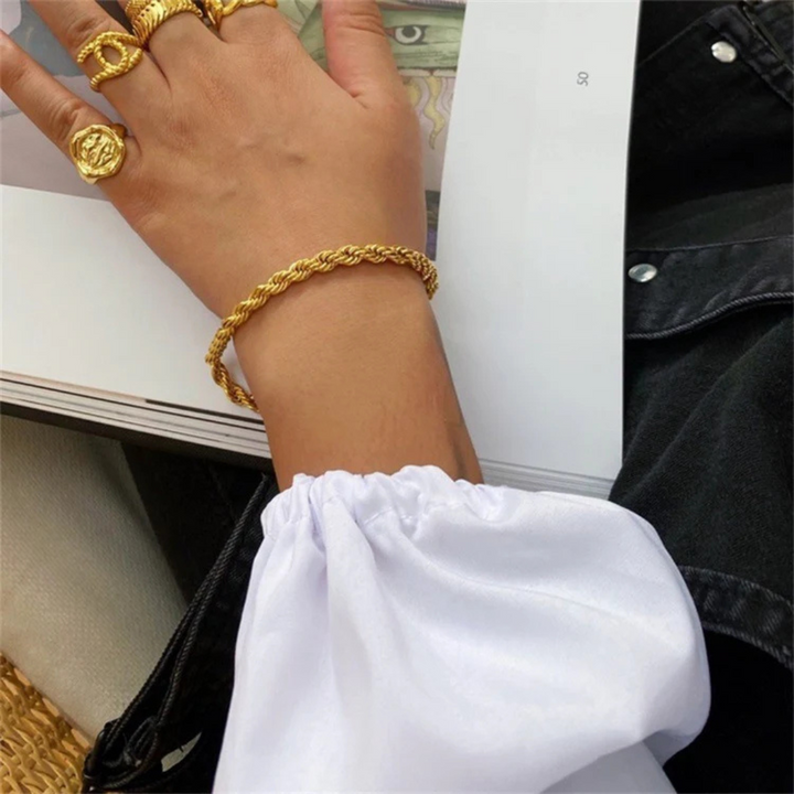 Valantomode | Plated Silvia Rope Bracelet with Helical Torsion Architecture