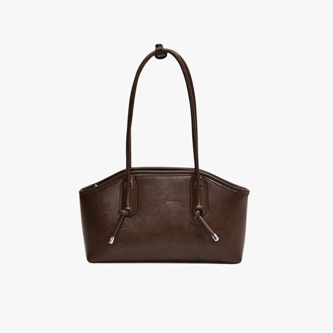 Valantomode | Aria Archival Baguette – Premium Vegan Leather Slim Shoulder Bag with Silver-Tone Accents