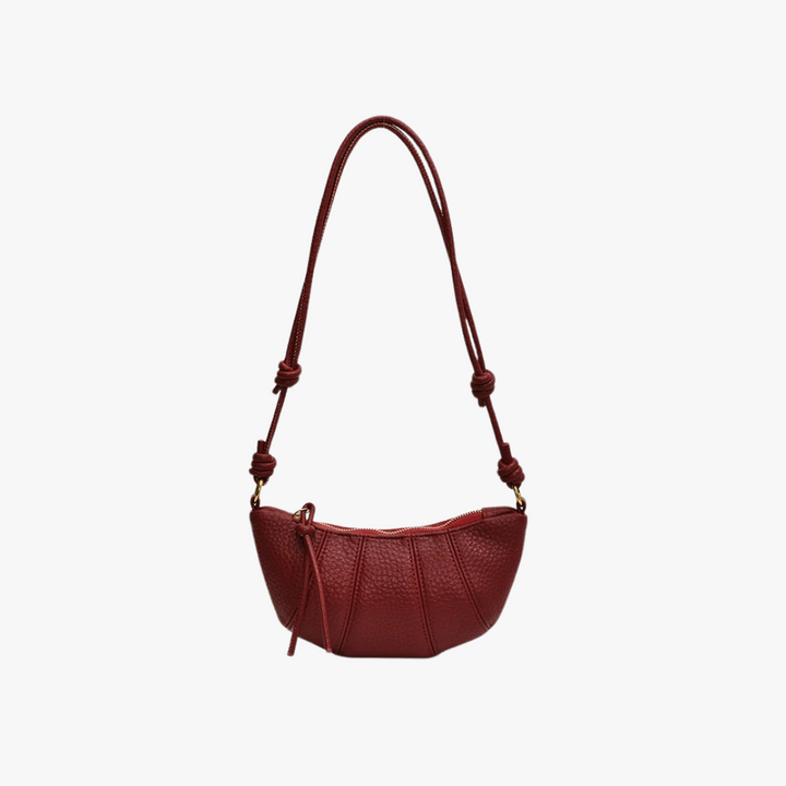 Valantomode | Aura Crescent Crossbody – Premium Vegan Leather Curved Shoulder Bag with Gold-Tone Accents