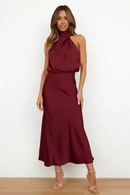 Valantomode | Elegant Cowl Neck Cocktail Dress for Stylish Nights