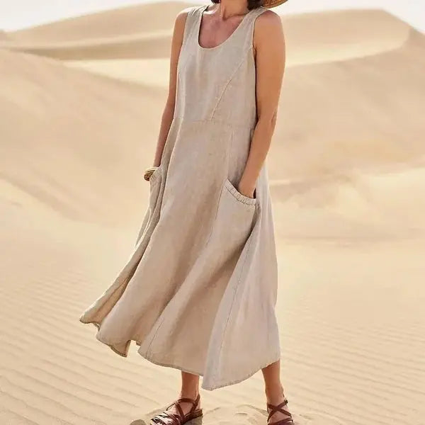 Valantomode | Chic Linen Dress for Effortless Summer Style