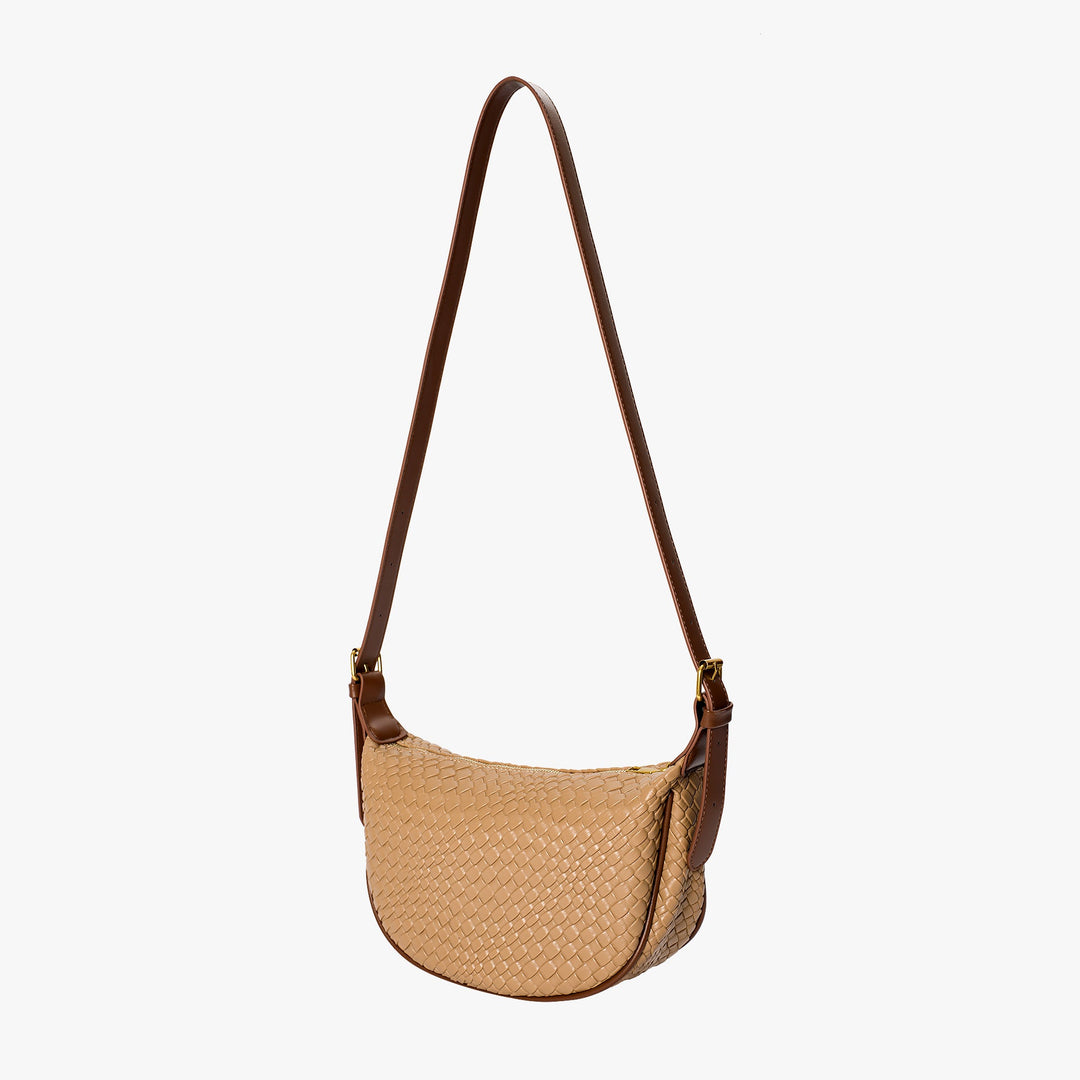 Valantomode | The Tesla Interlace Garrison – Women's Premium Braided Vegan Leather Half-Moon Handbag