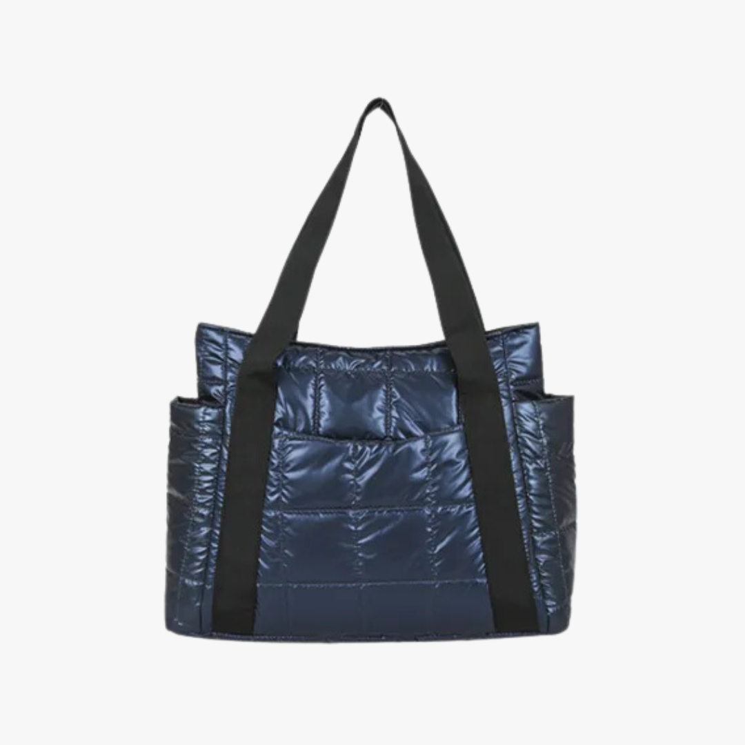 Valantomode | The Satin Aegis Logistics – Women's Premium Quilted High-Glow Tote Bag