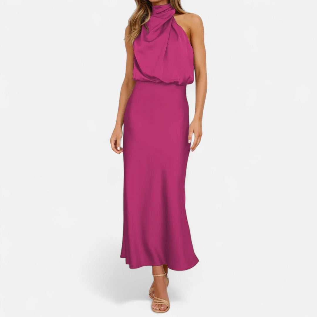 Valantomode | Women’s Satin A-Line Sleeveless Long Dress