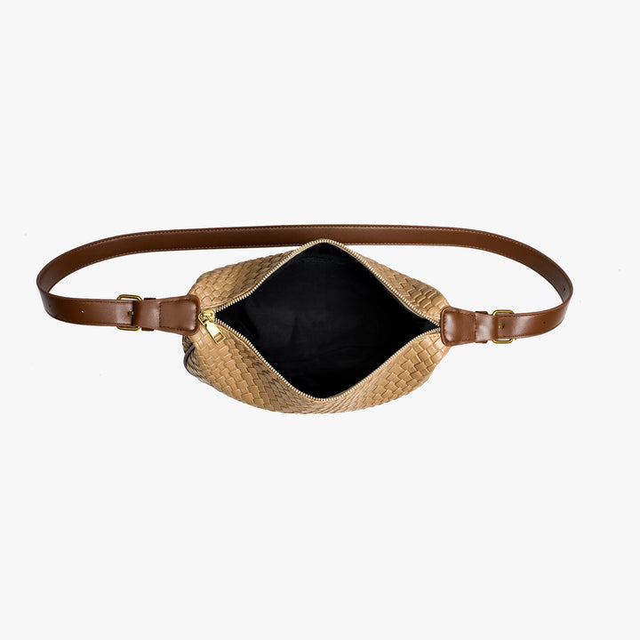 Valantomode | The Tesla Interlace Garrison – Women's Premium Braided Vegan Leather Half-Moon Handbag