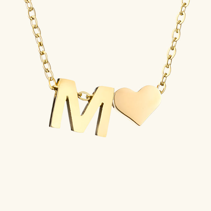 Valantomode | Plated Initial and Heart Charm Necklace for Women