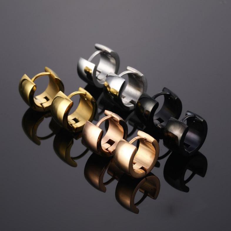Valantomode | Plated Concentric Huggie Earrings with Monolithic Industrial Architecture