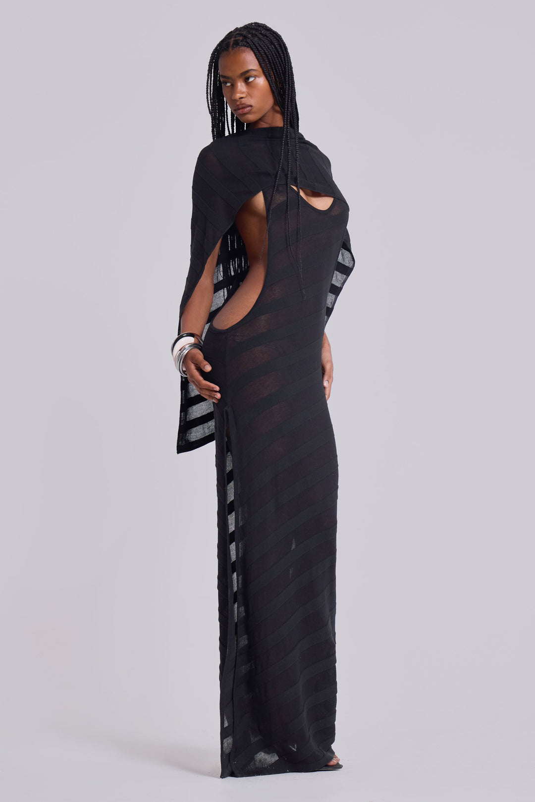 Valantomode | Chic Black Knit Maxi Dress for Effortless Style