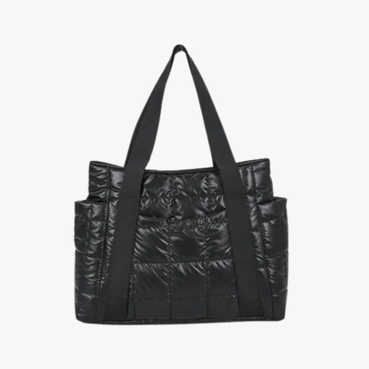 Valantomode | The Satin Aegis Logistics – Women's Premium Quilted High-Glow Tote Bag